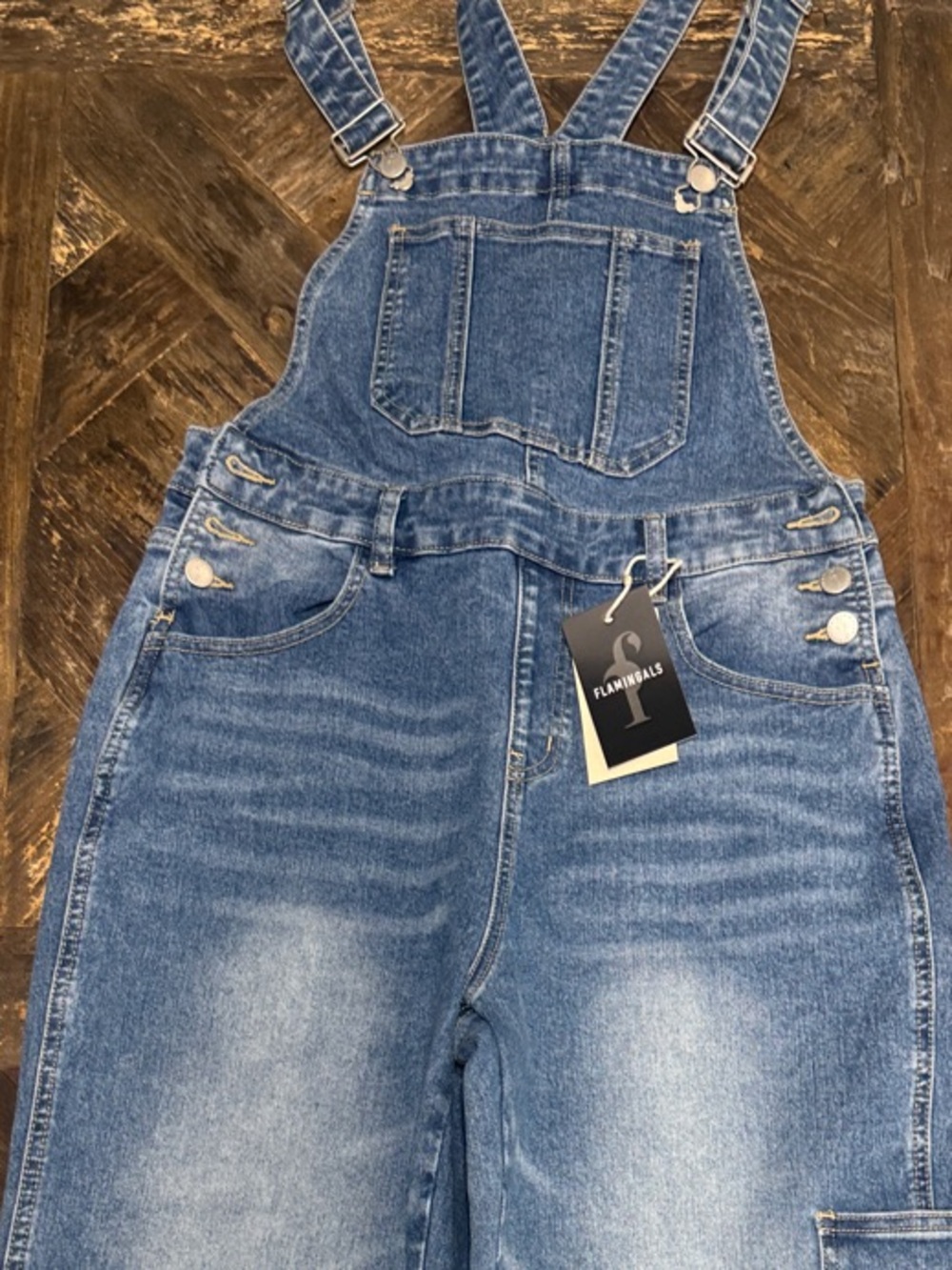 Flamingals Women's Blue Denim Overalls - Classic Relaxed Fit